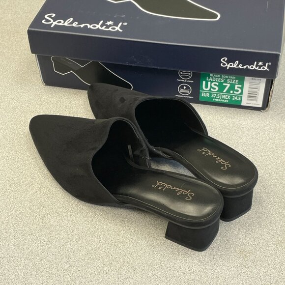 NEW Splendid Laylai Women's US 7.5 Black Block Heel Mules - Picture 3 of 7